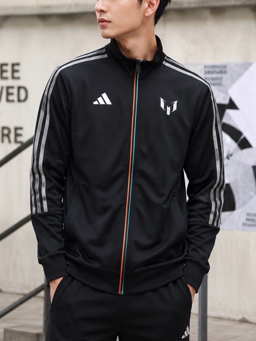 Adidas Messi Men’s Black Training Track Jacket Full Zip Size S